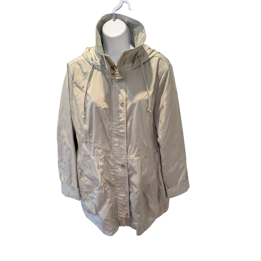 Sam Edelman Sage Green Hooded Anorak Jacket Lightweight Full Zip Women L